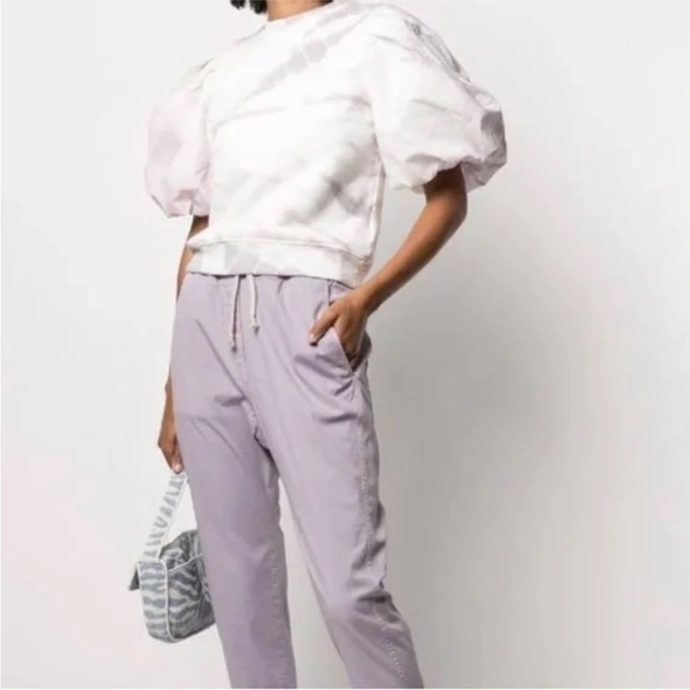 Ulla Johnson Elliott Tie-Dye Puff Sleeve Sweatshirt in 'Thistle'